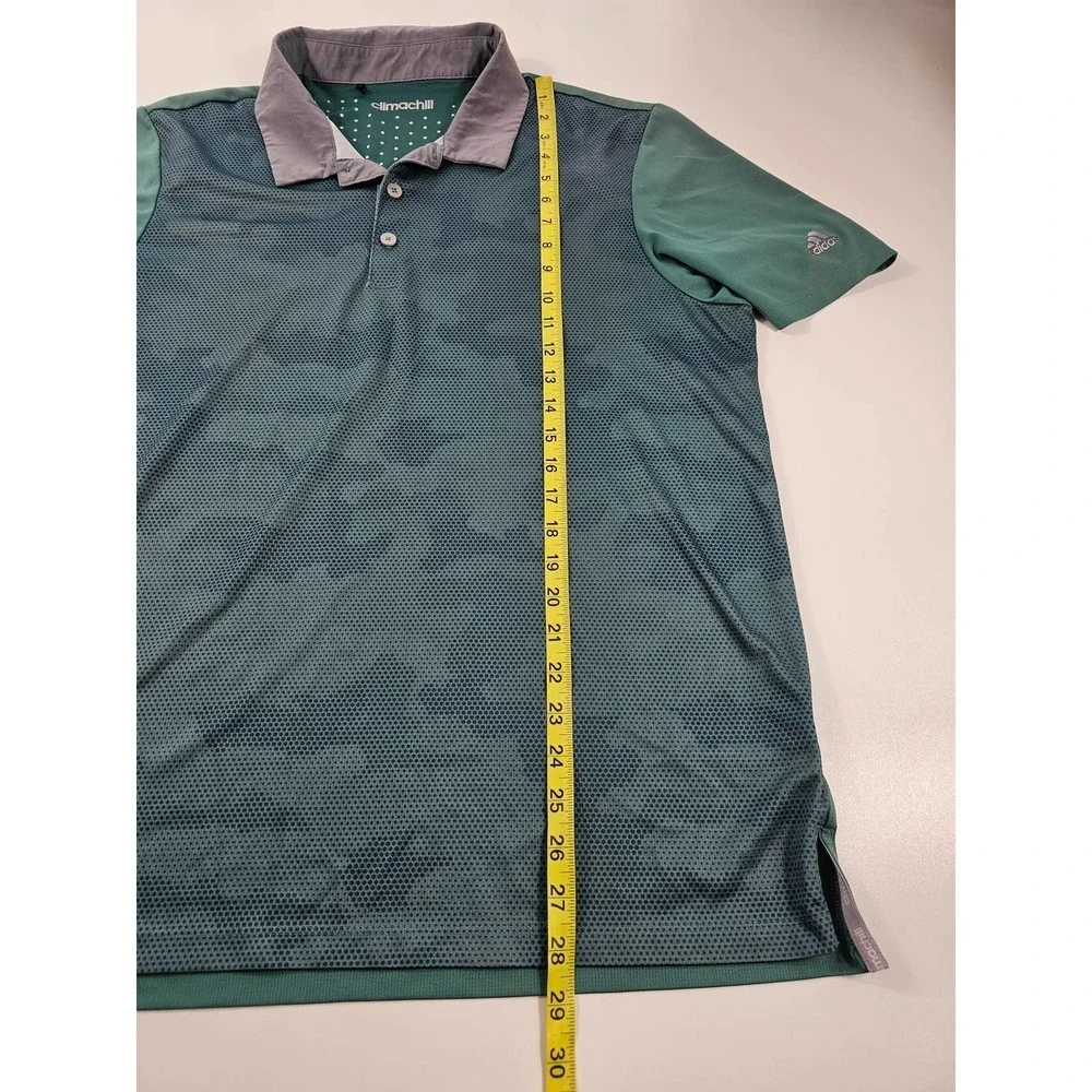 Adidas clima lite polo size large green camo with club logo EUC